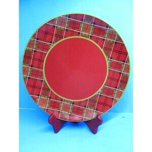 Certified International Holiday Plaid 10 3/4" Dinner Plate EC